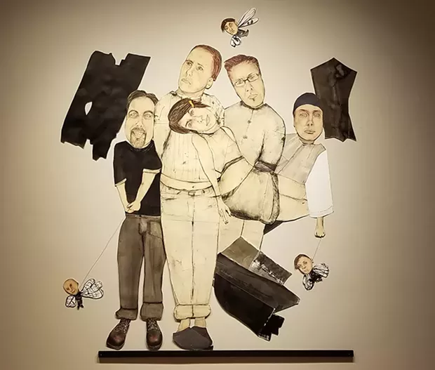 Ian Carey's 2014-2019 mixed media piece "Blest are the Who???" - PHOTO BY GABRIELLE GOPINATH