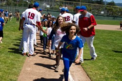 Youngsters finish rounding the bases after the Crabs' first home win of 2019 - MATT FILAR