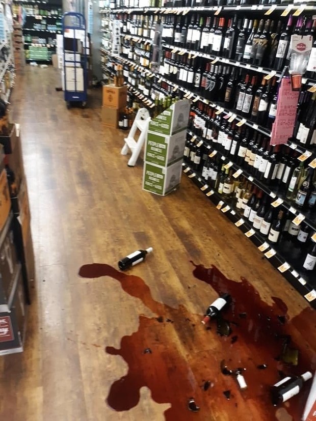 Submitted - WINE SPILL IN REDWAY AFTER THE QUAKE.