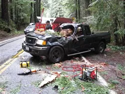 The Dueys' truck after the accident - CHP PHOTOS