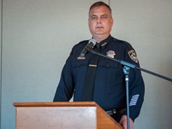 Fortuna Police Chief Willian Dobberstein answered questions from the audience. - MARK MCKENNA