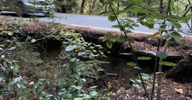 A culvert area in Whitmore Grove west of Redway is failing and undercutting the asphalt. - PHOTO PROVIDED BY SUPERVISOR ESTELLE FENNELL