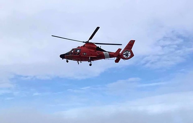 Our Coastie will be doing a flyover at Mad River Community Hospital and St. Joseph Hospital this afternoon to thank their workers. - USCG