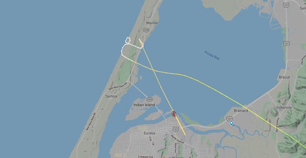 Cal Fire’s Copter 102’s path on FlightRadar. - SCREENSHOT
