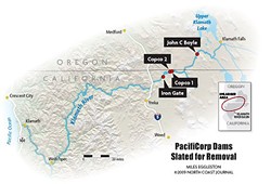 The four Klamath River dams slated for removal. - MILES EGGELSTON