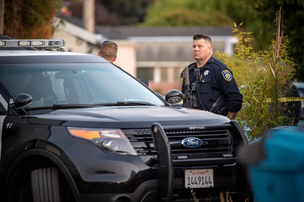 Officer Patrick Bishop at the scene where he and three other officers fatally shot John Karl Sieger after the reportedly suicidal military veteran pointed a firearm at them. - MARK MCKENNA