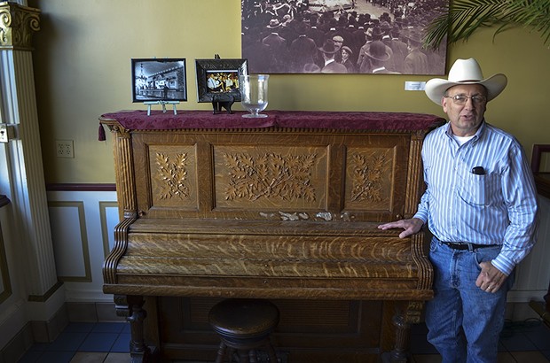 Roy Kohl with the Oberon Grill's piano which isn't necessarily haunted but come on. - FILE