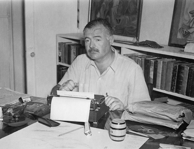 Ernest Hemingway at his home Cuba, late 1940s. - COURTESY OF ERNEST HEMINGWAY PHOTOGRAPH COLLECTION. JOHN F. KENNEDY PRESIDENTIAL LIBRARY AND MUSEUM, BOSTON