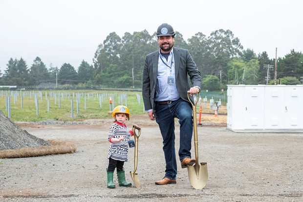 RCEA’s Executive Director Matthew Marshall and his daughter Alex celebrate groundbreaking on the RCAM project - HUMBOLDT STATE UNIVERSITY