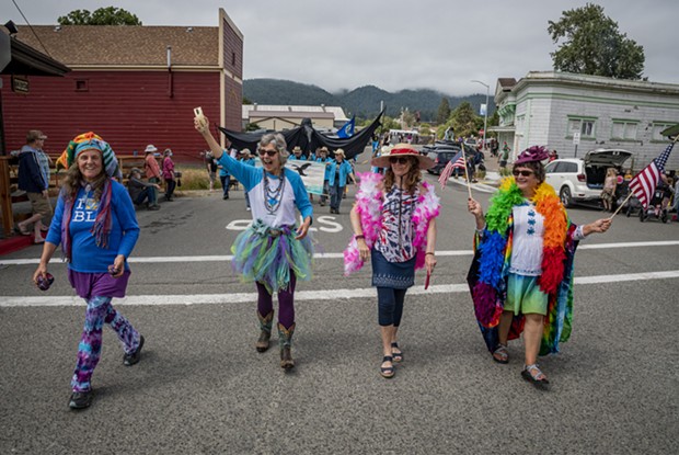 The Ladies of the Lake, the women's side of a Blue Lake civic organization, showed up to greet the crowd. - PHOTO BY MARK LARSON