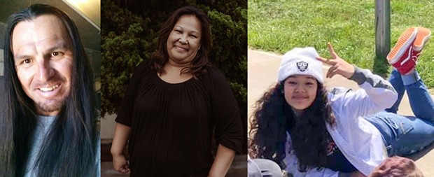 Nikki Dion Metcalf, Margarett Lee Moon and Shelly Autumn Mae Moon (left to right) were fatally shot the morning of Feb 10 in their home on the Bear River Band of the Rohnerville Rancheria Reservation, leaving a community in mourning. - FACEBOOK