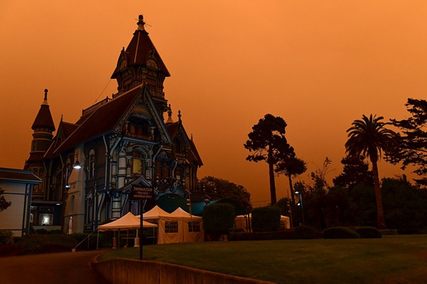 The Ingomar Club takes on a foreboding look amid wildfire smoke on Sept. 9, 2020. - PHOTO BY MARK MCKENNA