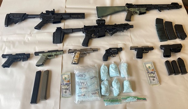Firearms, cash and fentanyl pills seized this week. - HUMBOLDT COUNTY DRUG TASK FORCE