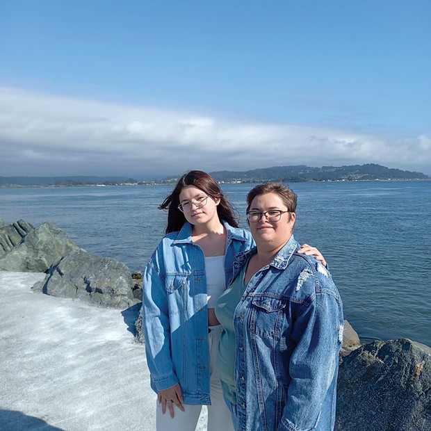 Kristina (left) and Ildika Shetalia pose for a photo on the Eureka waterfront. - SUBMITTED