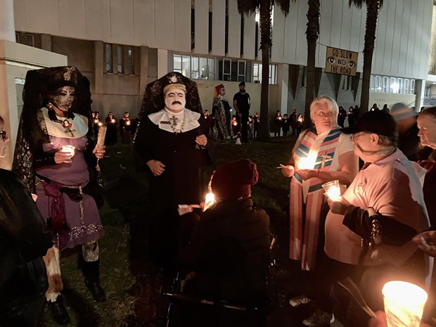 The Sisters of Perpetual Indulgence at their Nov. 20, 2022 vigil following the Club Q shooting in Colorado. - FILE
