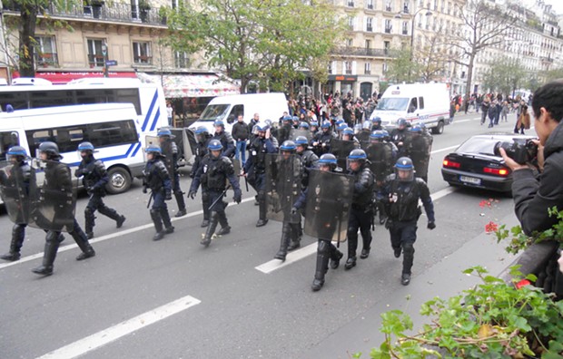 Police move to rein in a climate protest on the Plaza de Republique in Paris on Nov. 30. - DAVID SIMPSON