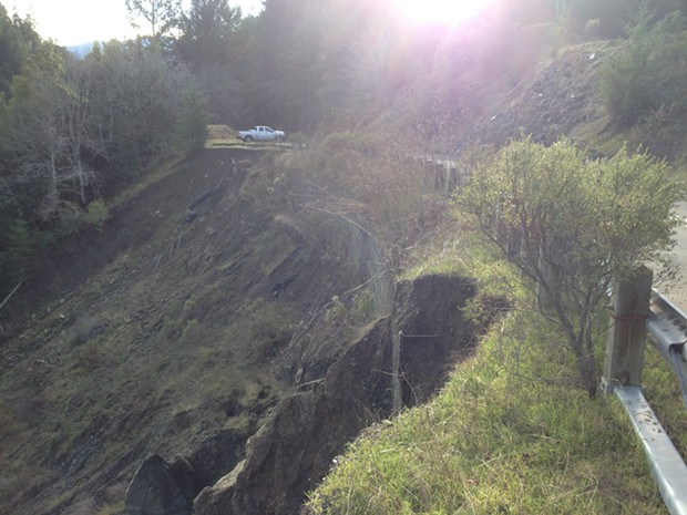 A more recent photo of the slip on Wilder Ridge, where the road has been reduced to one lane. - SUBMITTED