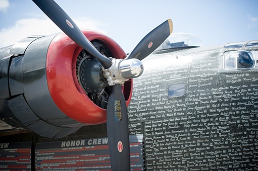 Donors, Honor Crew members and the war planes they flew are inscribed on the Witchcraft. - PHOTO BY MARK MCKENNA