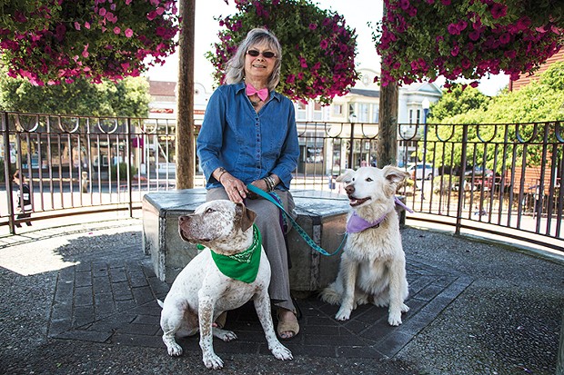 Geraldine Goldberg with her dogs. - PHOTO BY JILLIAN BUTOLPH