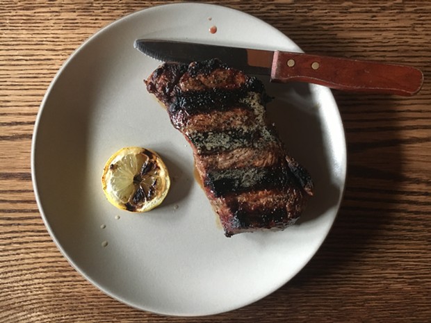 The 10-ounce New York strip steak. - JENNIFER FUMIKO CAHILL