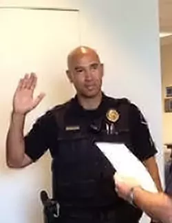Jacy Tatum is sworn in as a Rohnert Park police sergeant in July 2015. - CITY OF ROHNERT PARK POLICE & FIRE FACEBOOK PAGE)