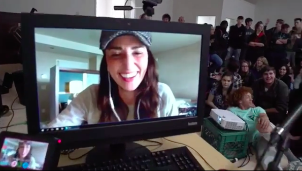 Sara Bareilles chats with Eureka High School students on Skype. - VIA INSTAGRAM