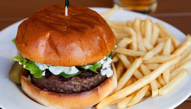 Choke Setter burger with blue cheese.