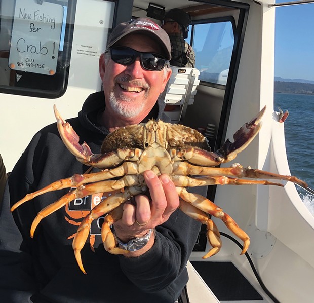 Randy Barthman of Westhaven holds up a tasty Dungeness crab from 2019 while aboard the Reel Steel out of Eureka. The 2020 sport Dungeness crab opener is slated for this Sat., Nov. 7.