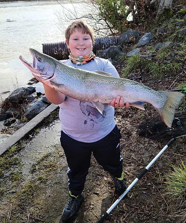 Ten-year-old Asha Quinlan, of Arcata, landed this nice hatchery steelhead Dec. 31, 2020, while fishing the Mad River.