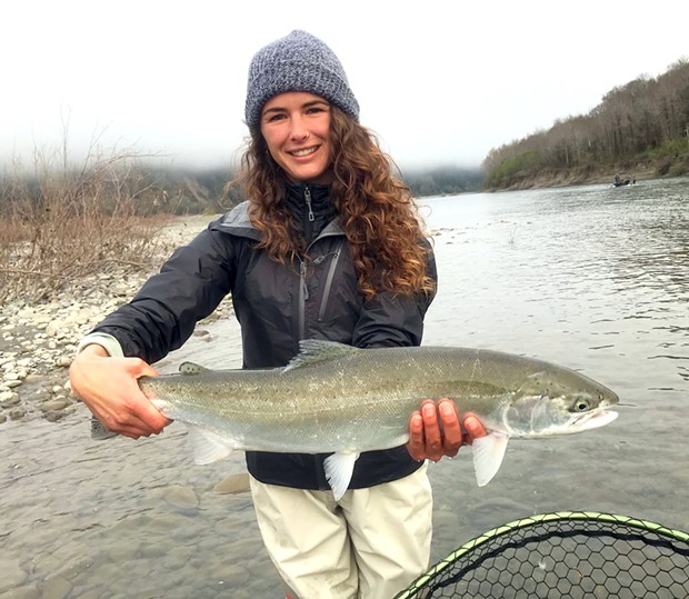 Ana Gonzalez, of Point Reyes Station, landed a nice winter steelhead Saturday on the lower Eel River. Conditions were perfect over the weekend and the lower Eel will continue to be a good option through April.