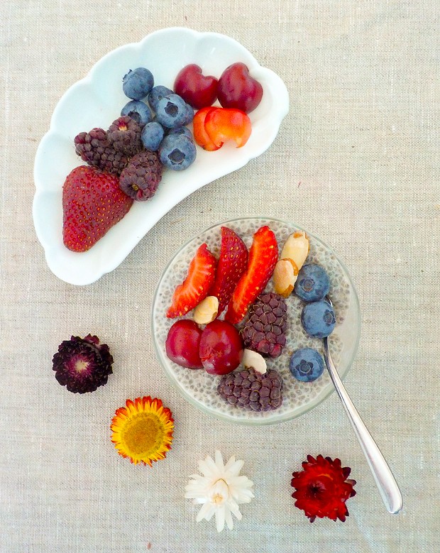 Crispy, creamy chia pudding for breakfast.