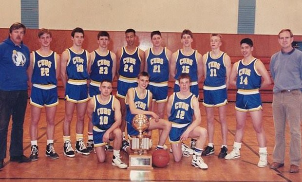 Gene Cotter (back row, second from right) playing for South Fork High School in 1991.