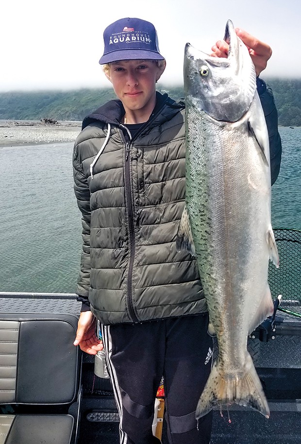 Kaden O'Brian from Trinidad holds a Klamath River Chinook salmon from last fall. Fishing opportunities in 2022 for fall-run salmon on the Klamath will likely be similar to last year.