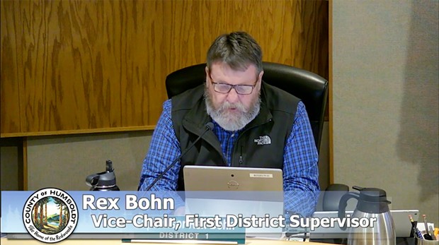 First District Supervisor Rex Bohn reads a written apology at the board's Jan. 31 meeting.