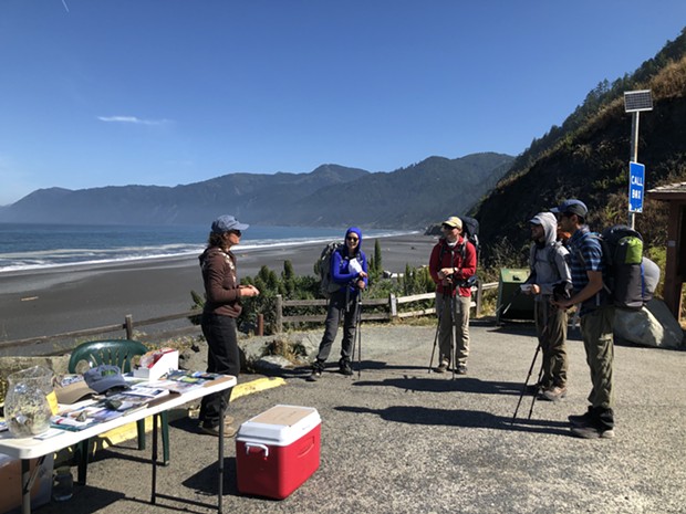 Trailhead Hosts interface with backpackers at Black Sands Beach in Shelter Cove.