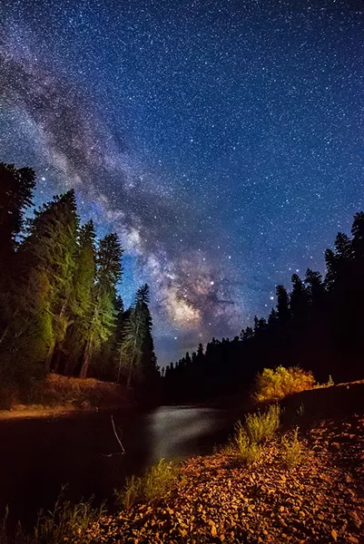 Coursing among giant redwoods in Humboldt Redwoods State Park, the South Fork Eel River slipped quietly by the California Federation of Women's Clubs Grove, while the Milky Way made its silent passage across the sky. June 24, 2017. - PHOTO B Y DAVID WILSON