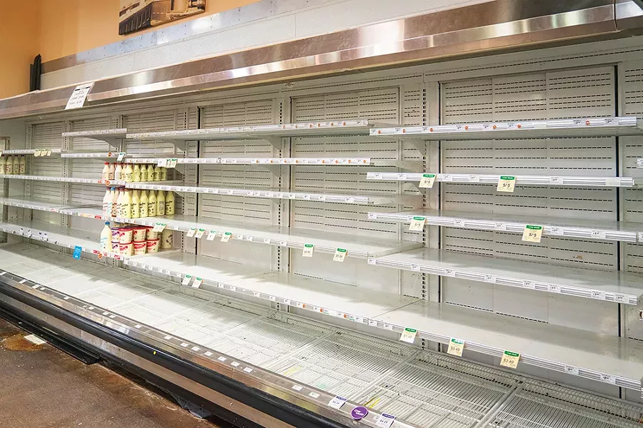 The barren shelves at the Eureka Co-op. - PHOTO BY ZACH LATHOURIS