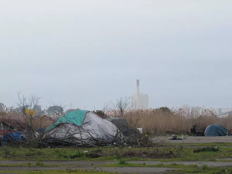 While about 70 percent of homeless people nationally are classified as sheltered, meaning they have someplace indoors to sleep at night, 64 percent of Humboldt’s homeless population is unsheltered, relegated to encampments or sleeping in cars. - PHOTO BY LINDA STANSBERRY
