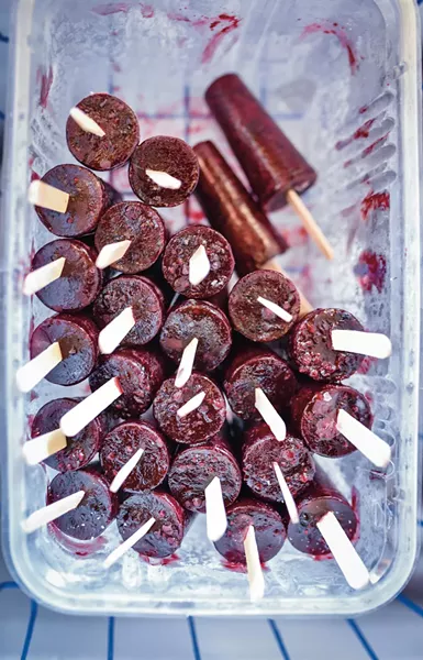 Blackberry popsicles at Flood Plain Produce. - DREW HYLAND