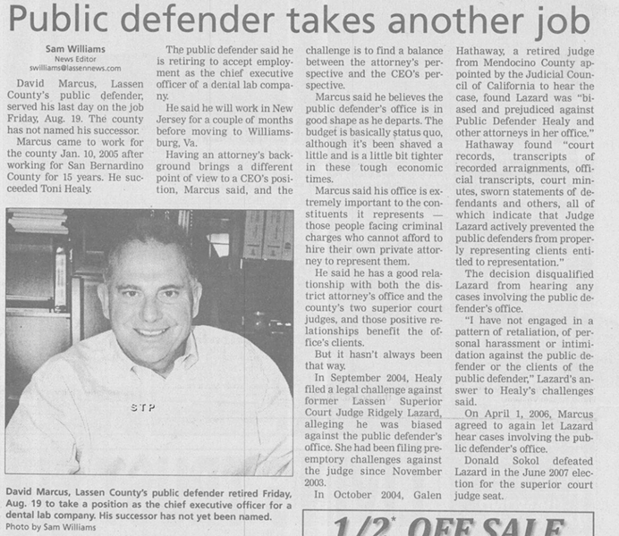 David Marcus - SCREENSHOT FROM THE LASSEN COUNTY TIMES DIGITAL ARCHIVES