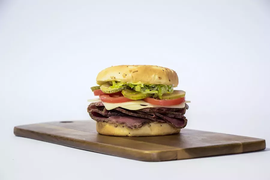 Pastrami and swiss on an onion bun from the Ferndale Meat Co. - JILLIAN BUTOLPH