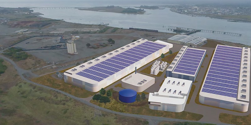 An artist rendering of Nordic Aquafarm's proposed farm, which would raise Atlantic salmon on the Samoa Peninsula.