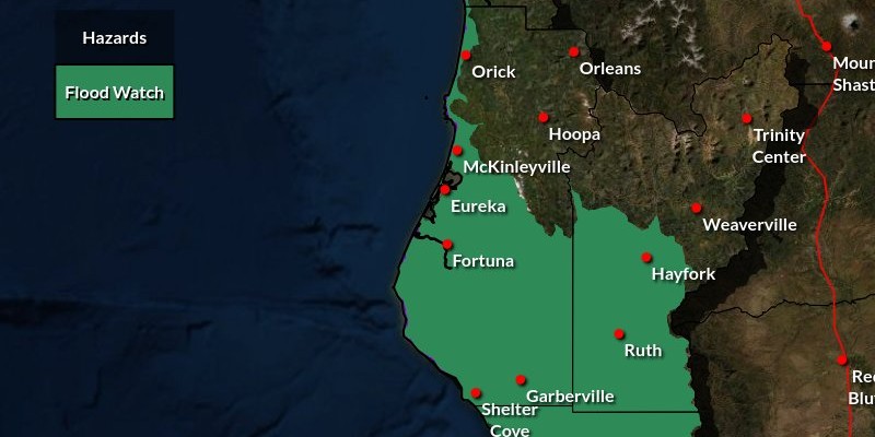 Hazardous Weather to Hit Humboldt with Flood, Wind Watches Issued
