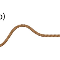 B receives energy from A via the wave in the rope, even though no mass is exchanged.