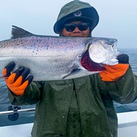 Fresno resident Jerry Urzua landed a nice king Friday while fishing out of Shelter Cove.