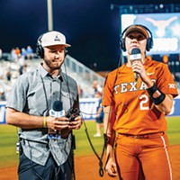 Hailey Dolcini is interviewed on the field after the Texas Longhorns make history, becoming the first unseeded team to make it to the Women's College World Series championship round.