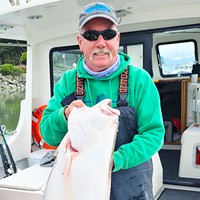 Craig Smith landed a nice Pacific halibut last Wednesday while fishing aboard the Reel Steel out of Eureka. Prior to the wind picking up over the weekend, the halibut fishing was red-hot out of Eureka and Trinidad.