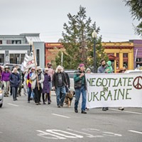 The march after the peace rally for Ukraine on Saturday.