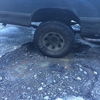 Dr. Richard Scheinman. who lives on Lighthouse Road in Petrolia, sent us a picture of the pothole he bumps over on his way to treat patients. He sent Supervisor Rex Bohn a bill for the front end repairs made to his truck and has not heard back, he reports.