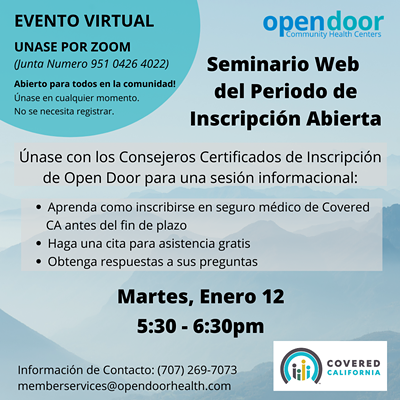 Covered CA Open Enrollment Informational Webinar / Covered CA Seminario Web del Periodo de Inscripción Abierta